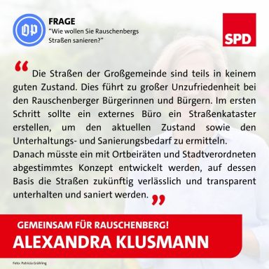 Alexandra Klusmann Fragen OP - Straßen